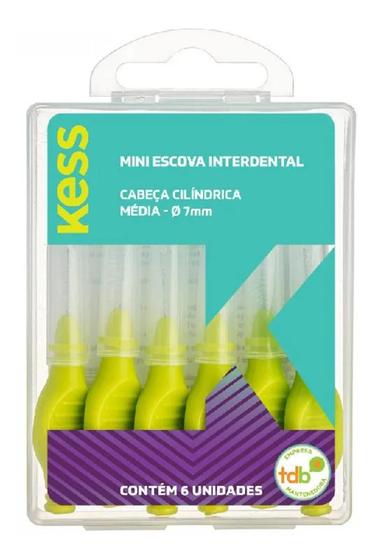 Imagem de Mini Escova Interdental Kess Cilíndrica Média 7 Mm Com 6 Un.