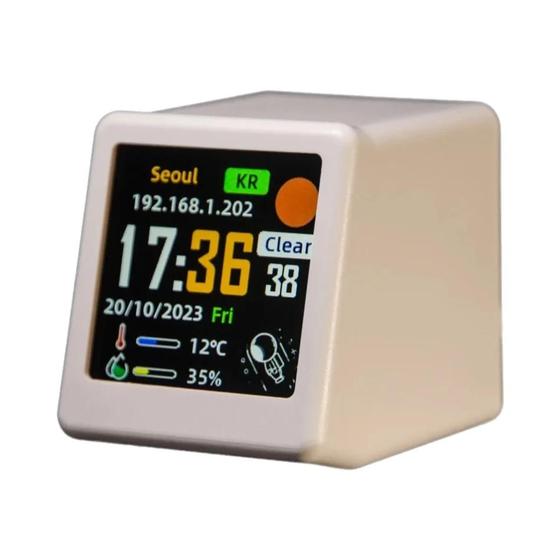 Imagem de Mini Estação Meteorológica WiFi com Tela LCD IPS Digital - Previsão do Tempo para Mesa