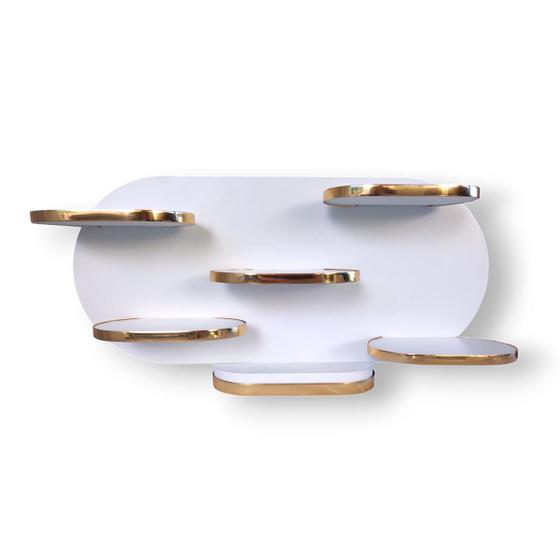 Imagem de Mini Estante Horizontal Branca - Bordas Douradas