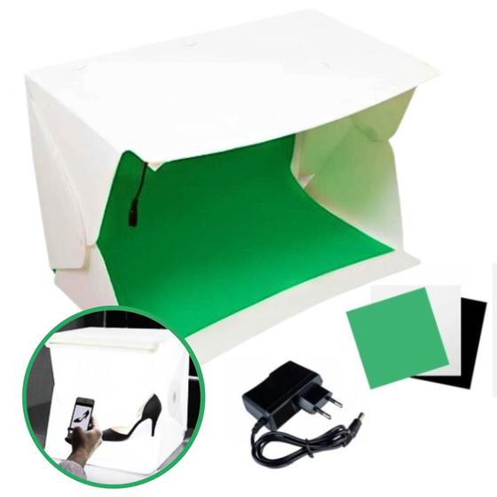 Imagem de Mini Estúdio Para Fotografar Produtos Portátil Evobox Plus Largo Com 3 Fundos Extras Desmontável