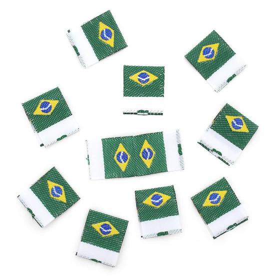 Imagem de Mini Etiqueta Bordada Bandeira do Brasil 2 X 1,6cm - 10 Unidades