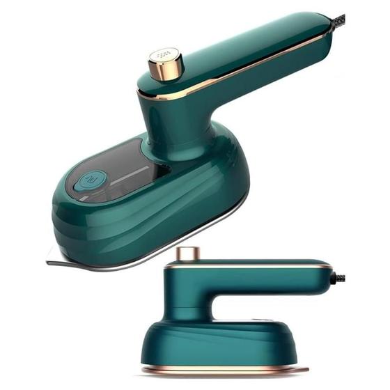 Imagem de Mini Ferro De Passar Roupa A Vapor Para Viagem Bivolt Cor Verde-escuro