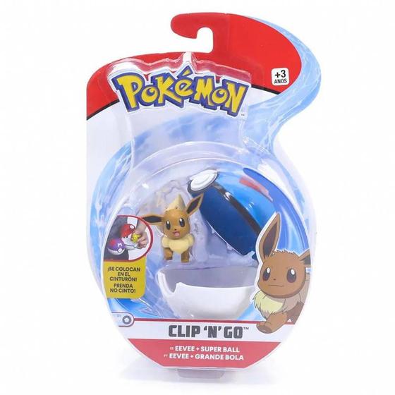 Imagem de Mini Figura Pokémon e Pokebola Com Clip Eevee e Super Ball