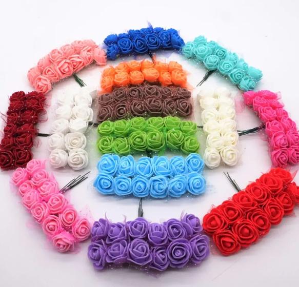 Imagem de Mini Flor Rosinhas EVA Com Tule 72 Unidades Sortidas