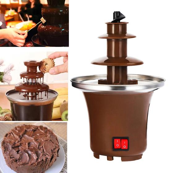 Imagem de Mini fonte de chocolate três camadas elétrica máquina fusão chocolate