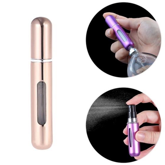 Imagem de Mini Frasco Porta Perfume Recarregavel Bolsa Viagem 8ml Cor:Rose Metálico