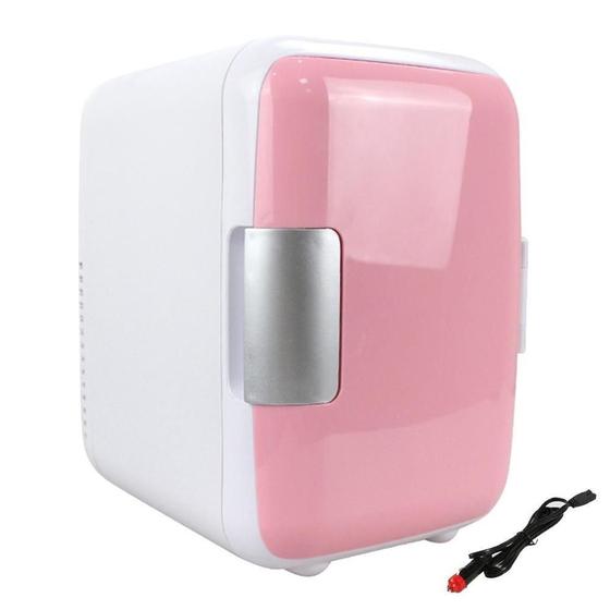 Imagem de Mini frigobar geladeira automotiva casa 12v refrigerador e aquecedor 4 litros trivolt rosa 2 em 1