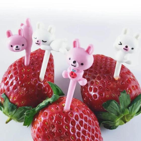 Imagem de Mini Garfos Infantil de Crianças de Animal de Coelhos, Para Lanches, Lancheiras, Frutas e Petiscos