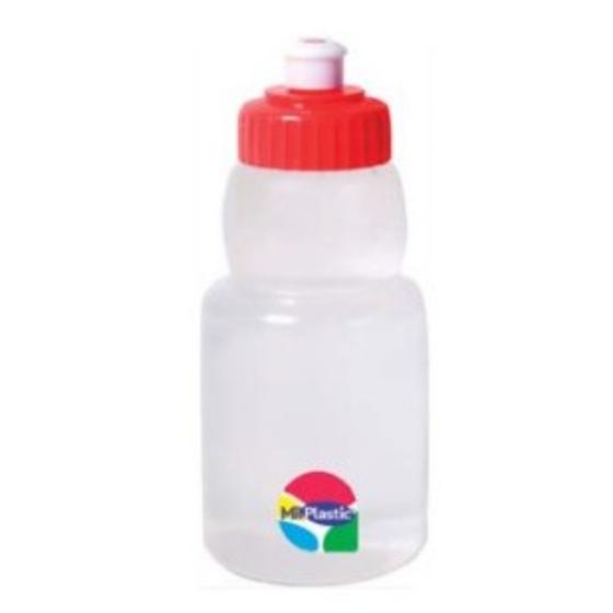 Imagem de Mini Garrafa Squeeze 400ml Plástico Transparente Tampa Colorida
