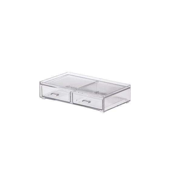 Imagem de Mini Gaveteiro Caixa Organizador Acrilico Com 2 Gavetas 
