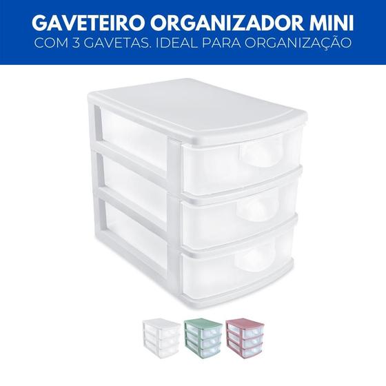 Imagem de Mini Gaveteiro de Mesa Escritório Quarto Multiuso 3 Gavetas