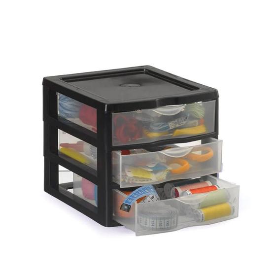 Mini Gaveteiro Organizador de Mesa 3 Gavetas Nitron Preto Menor preço em Mini Gaveteiro Organizador de Mesa 3 Gavetas Nitron Preto