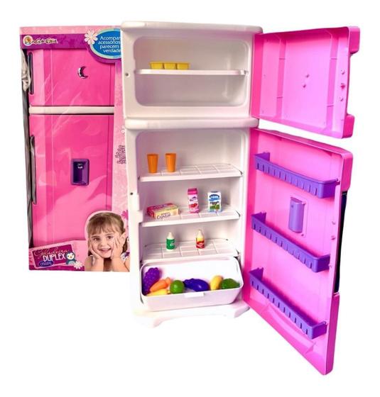 Imagem de Mini Geladeira Infantil Cozinha Brinquedo Grande Menina Rosa