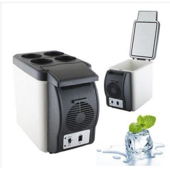 Imagem de Mini geladeira refrigerador de 6 litros automitiva 12v para acededor de carro com suporte para copo