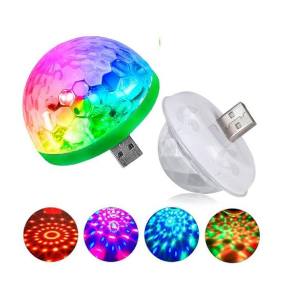 Imagem de Mini Globo De Festa USB Luz Led RGB Colorido Balada IOS Android Carro Maluca Magica