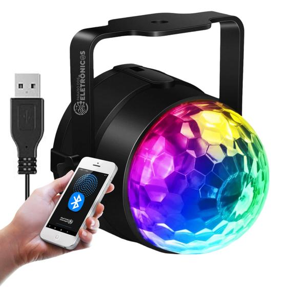 Imagem de Mini Globo Jogo De Luz RGB Colorido Com Bluetooth e Caixinha de Som Iluminação P/ Festa USB LEY2165