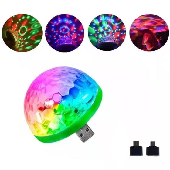 Imagem de Mini Globo RGB Led Colorido Lâmpada USB Bola Celular Festa Dj