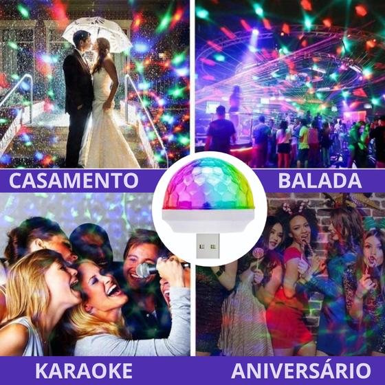 Imagem de Mini globo USB colorido com sensor de som 4w + brid adaptador usb android