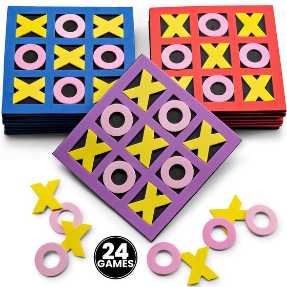 Imagem de Mini jogo de tabuleiro Foam Tic Tac Toe Bedwina, pacote com 24