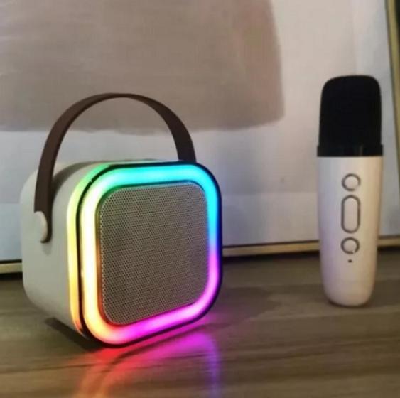 Imagem de Mini Karaoke Portatil RGB Com Bluetooth Microfone Sem Fio