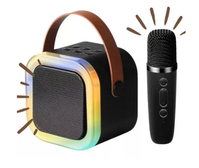 Imagem de Mini Karaoke Portatil RGB Com Bluetooth Microfone Sem Fio