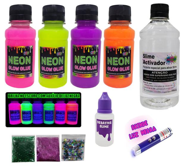 Imagem de Mini Kit Fazer Slime Com Colas Neon E Luz Negra
