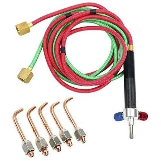 Imagem de Mini Kit Maçarico Oxigênio/Acetileno para Solda - Ideal para Metal, Ouro, Prata e Aço Inoxidável