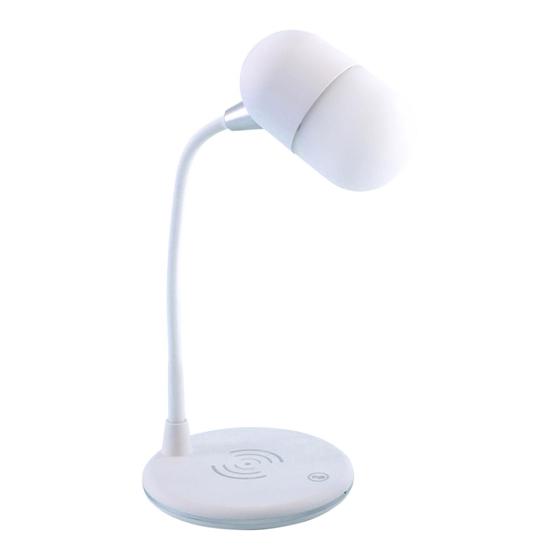 Imagem de Mini Lâmpada de Mesa 3 em 1 com Alto-falante Bluetooth, Carregamento Sem Fio e LED Dimmable