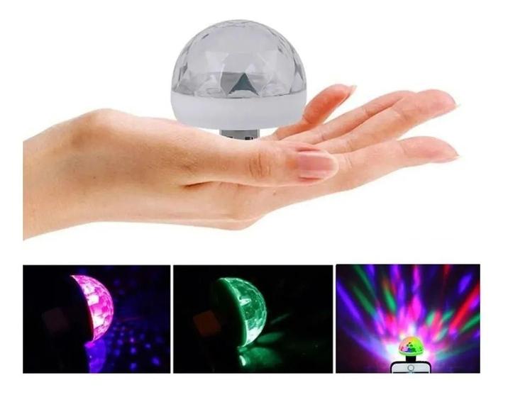 Mini Lâmpada Led Colorido Globo Giratória Usb E Android Menor preço em Mini Lâmpada Led Colorido Globo Giratória Usb E Android