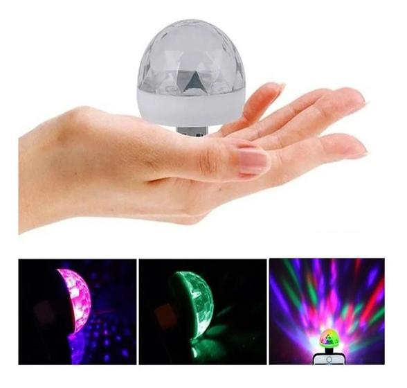 Imagem de Mini Lâmpada Led Colorido Globo Giratória Usb