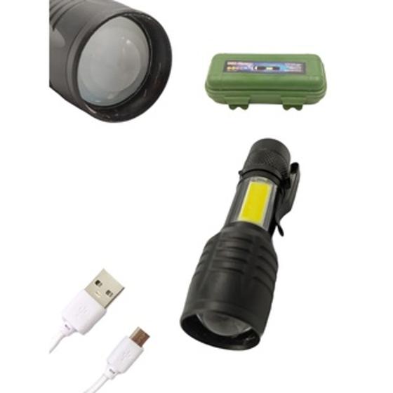 Imagem de Mini Lanterna Com Led e Zoom Recarregável USB Dahora Kit 2 Unidades