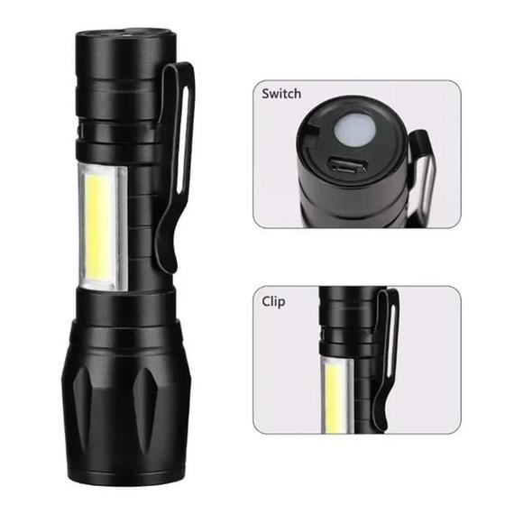 Imagem de Mini Lanterna de Led Com Pen Clip Portatil Com Carregamento USB