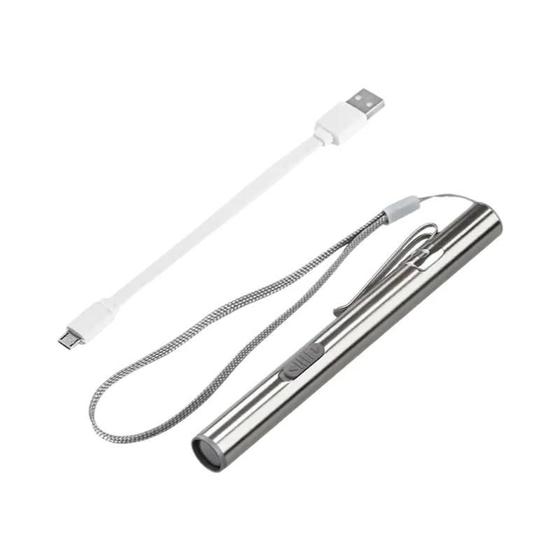 Imagem de Mini Lanterna LED Portátil Recarregável via USB - Caneta Tocha Médica com Clipe