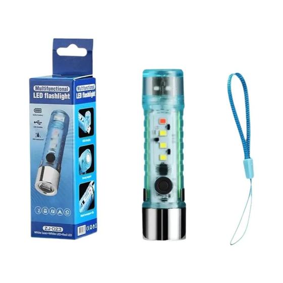 Imagem de Mini Lanterna LED Super Brilhante De 4 Cores Recarregável Por USB Com Luz Traseira E Ímãs Luz De
