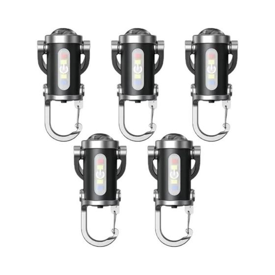 Imagem de Mini Lanterna Portátil LED Vermelha E Azul Com Gancho Para Chaves, 6 Modos, Luz Lateral De