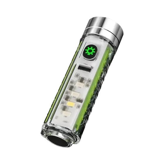 Imagem de Mini Lanterna Recarregável USB-C com LED, Ímã e Luz UV - Portátil para Acampamento