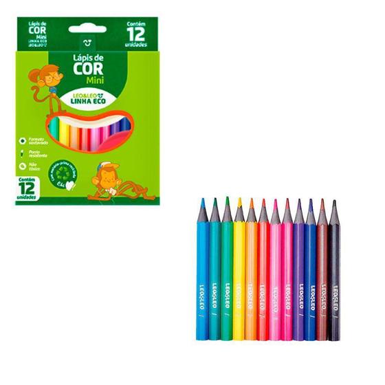 Imagem de Mini Lápis De Cor Sextavado Linha Eco 12 Cores Leo E Leo - FMSP