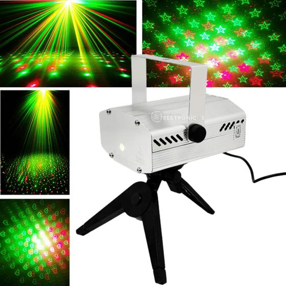 Imagem de Mini Laser Projetor Holográfico Led Strobo Pisca Estrela Festa LK173A