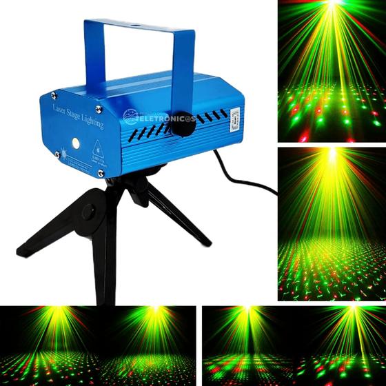 Mini Laser Projetor Stage Lighting Holográfico Led Strobo Pisca