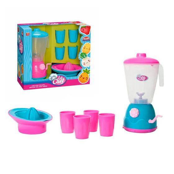 Imagem de Mini Liquidificador Espremedor e Copos Casinha Menina Brinquedo Infantil Usual Brinquedos