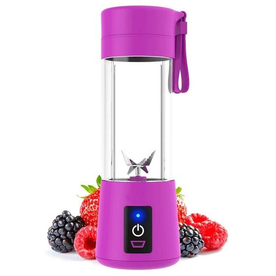 Imagem de Mini Liquidificador Mixer Juice Cup Portatil 320ml USB 6 Lâminas - Juicer - Roxo