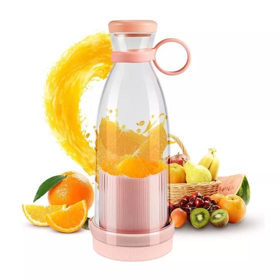 Imagem de Mini Liquidificador Portatil Garrafa Mixer 450Ml Copo Misturador Recarregável Elétrico Cozinha Viagem Vitamina Suco frutas