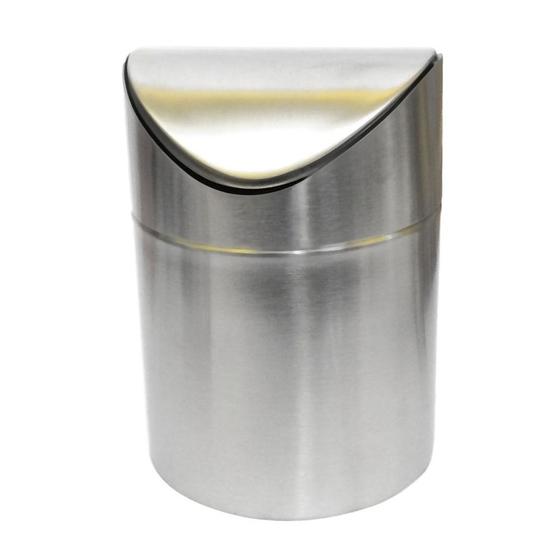 Mini lixeira em inox swing 1,5l Menor preço em Mini lixeira em inox swing 1,5l