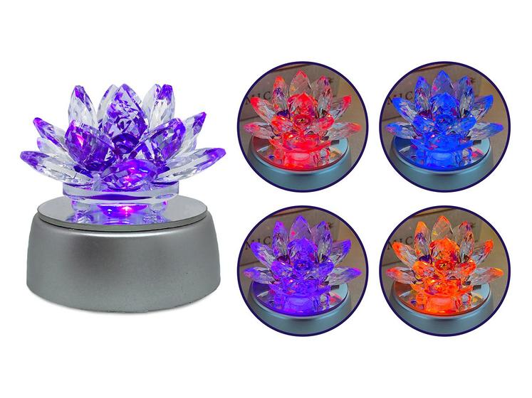 Imagem de Mini Luminária Decorativa Led Flor De Lótus Cristal Várias Cores