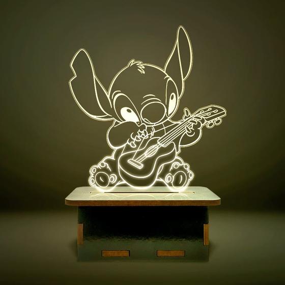 Imagem de Mini Luminária Lilo e Stitch- Stitch Tocando Violão Guitarra