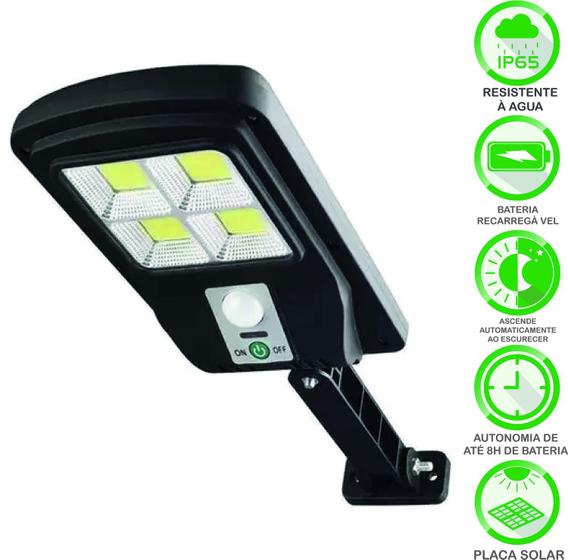 Imagem de Mini Luminaria Solar Poste Rua Parede Refletor Sensor 48 Cob