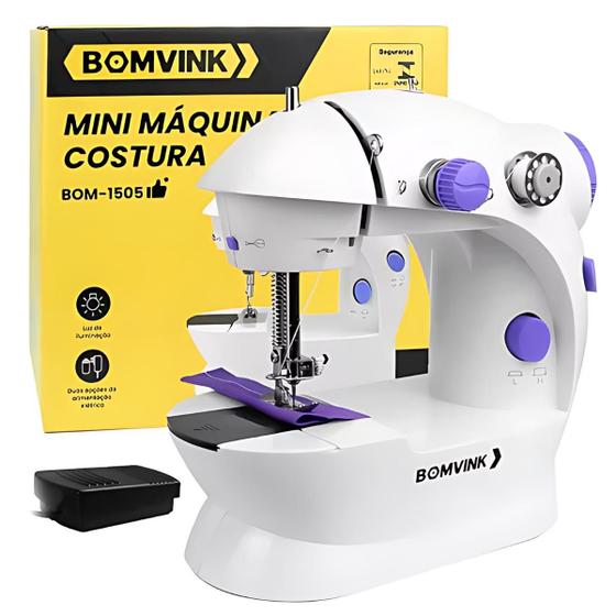 Imagem de Mini Máquina de Costura Bivolt 110/220V com Pedal Linha e Agulha