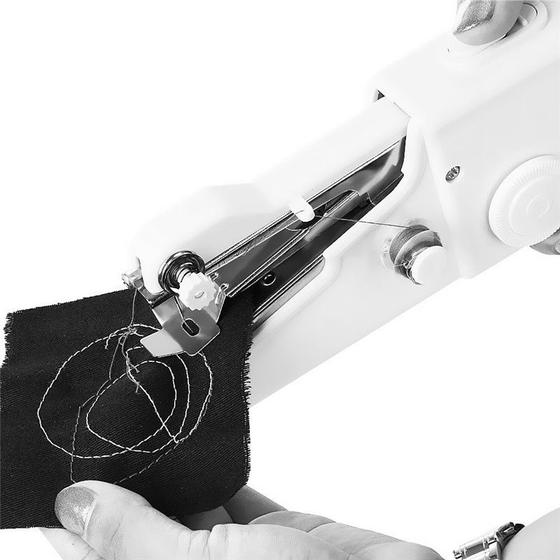 Imagem de Mini Maquina de Costura Portátil a Pilha Couro Lã Jeans Manual de Mão