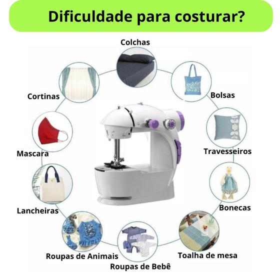 Imagem de Mini Maquina de Costura Portátil CounterTech FH-SM202 - Acabamento Profissional