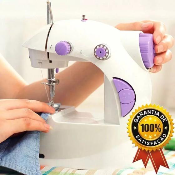 Imagem de Mini máquina de costura portátil ponto costurar costura sem fio roupas tecidos mão máquinas de costura elétrica acessór - MINI COSTURA
